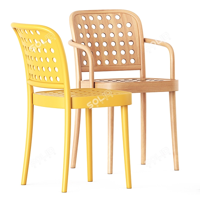 Sleek Seating Set with Leaf Table 3D model image 4