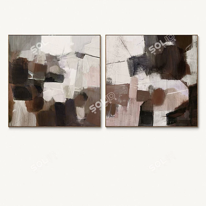 Abstract Square Plaster Photo Frames 3D model image 3