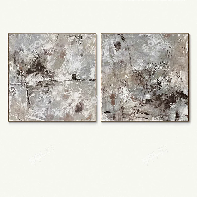 Plaster R-93 Two Square Photo Frames 3D model image 3