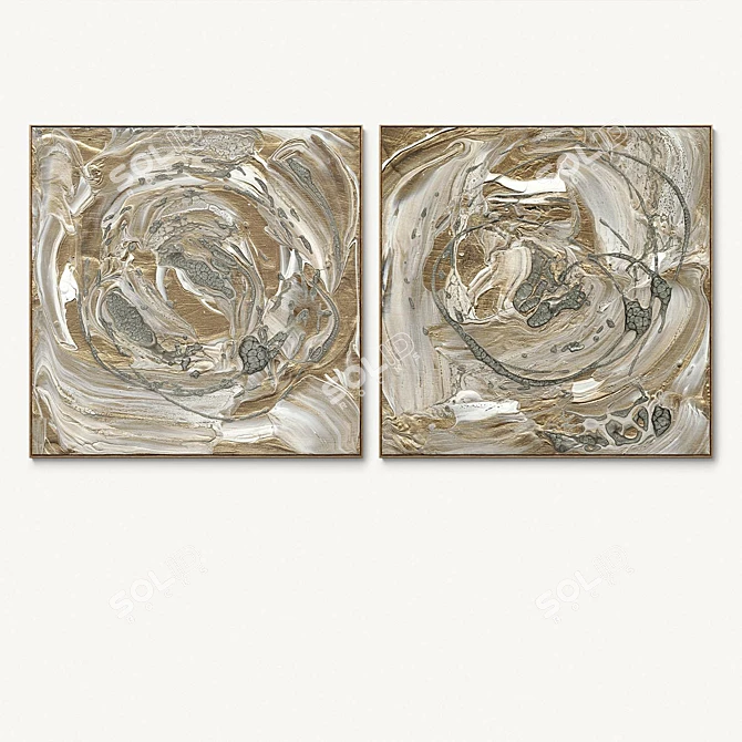  Abstract Plaster Square Photo Frames 3D model image 3