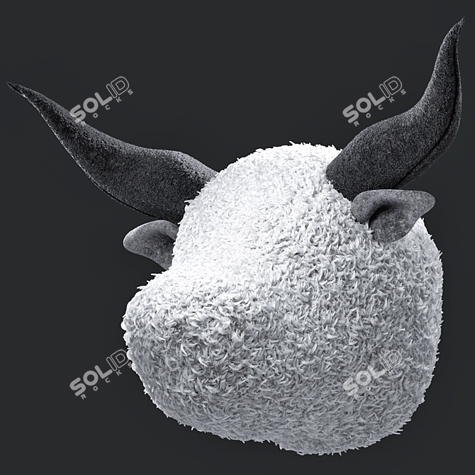 Bull Head Wall Decor Plush 3D model image 1