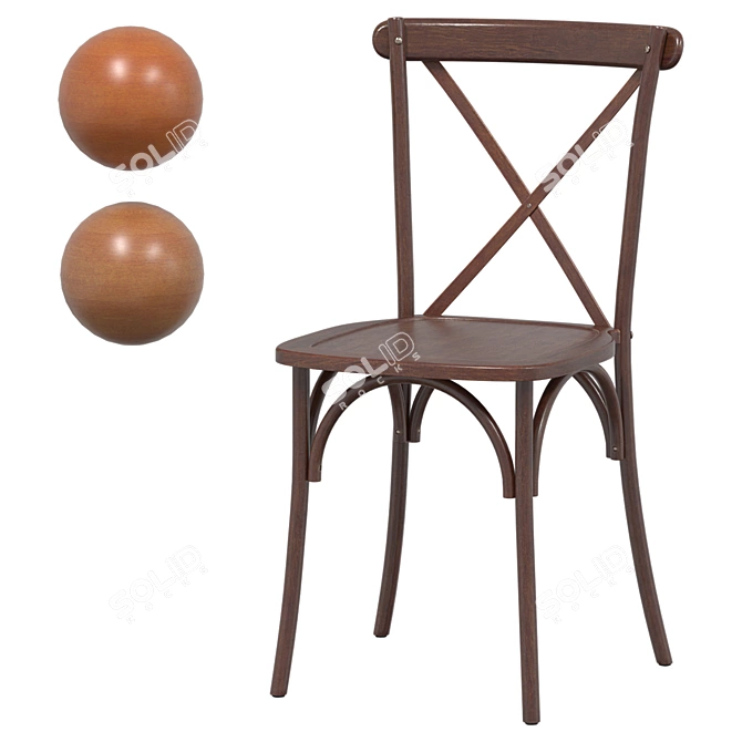 Vintage Oak CrossBack Chair 3D model image 1