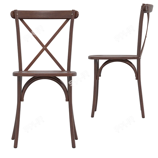 Vintage Oak CrossBack Chair 3D model image 2