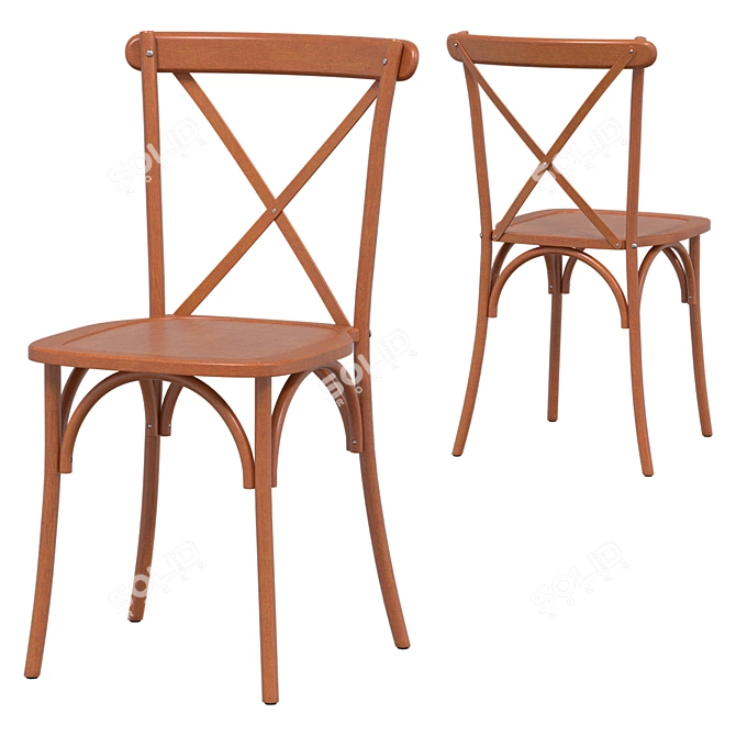 Vintage Oak CrossBack Chair 3D model image 3