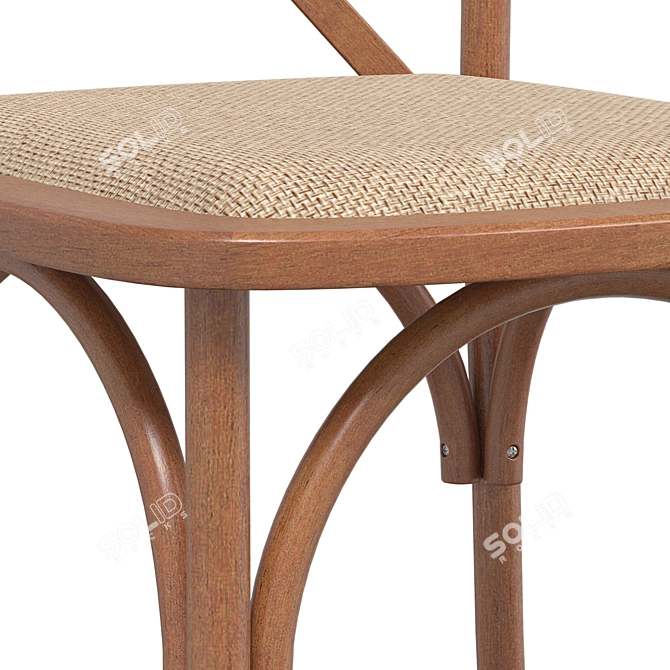 Vintage Oak CrossBack Chair 3D model image 5