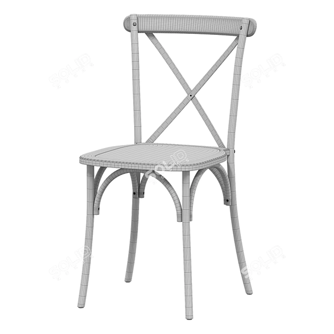 Vintage Oak CrossBack Chair 3D model image 6