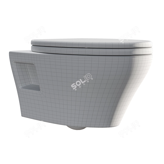 Modern Dual-Flush Wall Toilet 3D model image 2