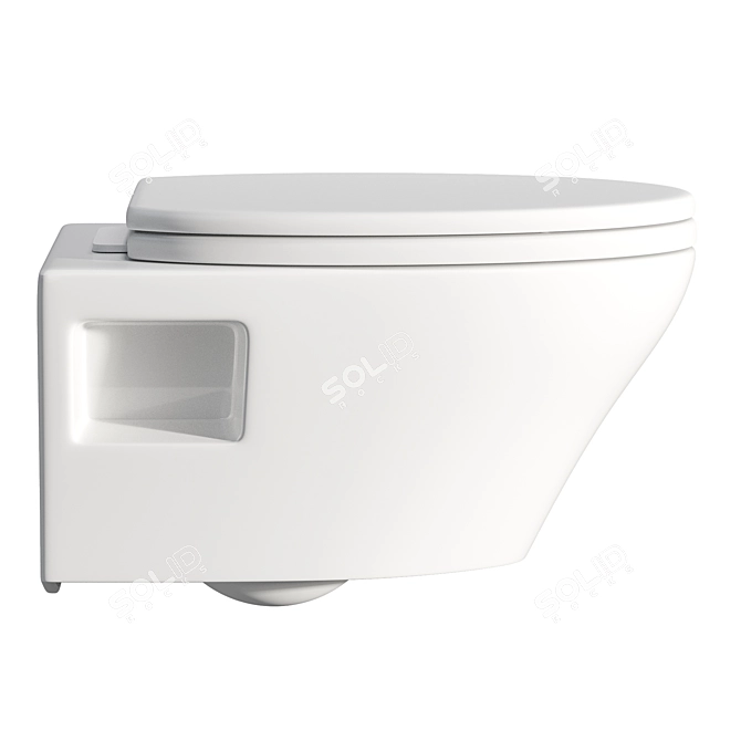 Modern Dual-Flush Wall Toilet 3D model image 3