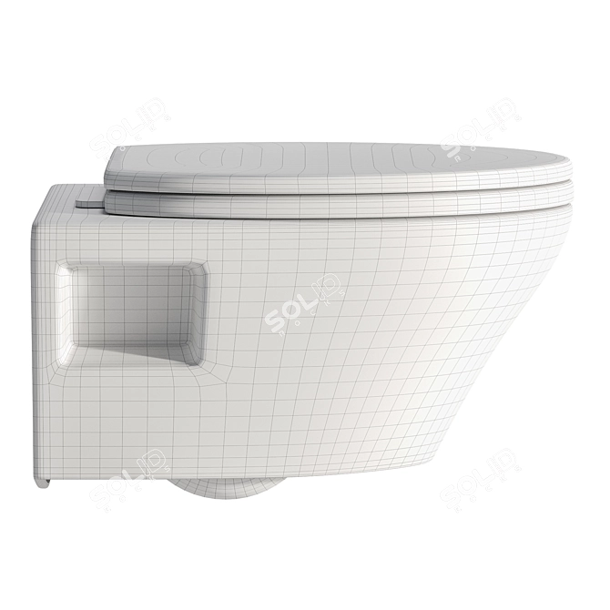 Modern Dual-Flush Wall Toilet 3D model image 4