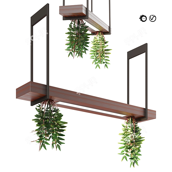 Modern Pendant Light with Hanging Plant 3D model image 1