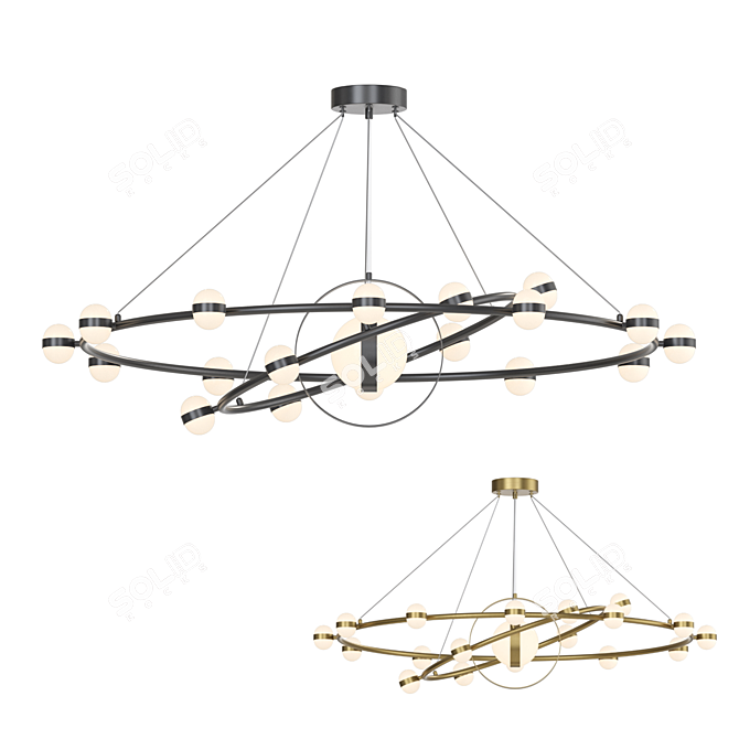 Modern LED Ring Chandelier Fixture 3D model image 1