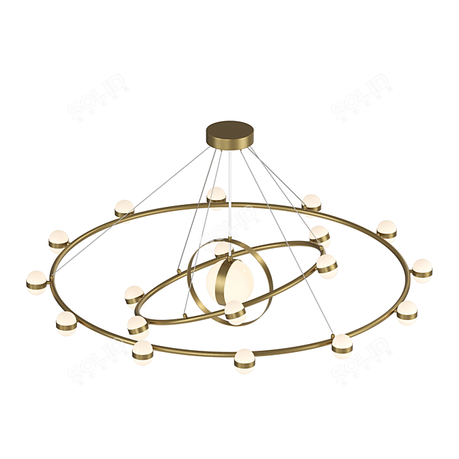 Modern LED Ring Chandelier Fixture 3D model image 2