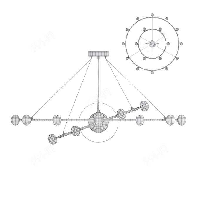 Modern LED Ring Chandelier Fixture 3D model image 3
