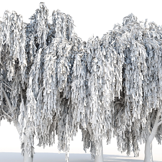 Cascade Willow Trees Pack 3D model image 6