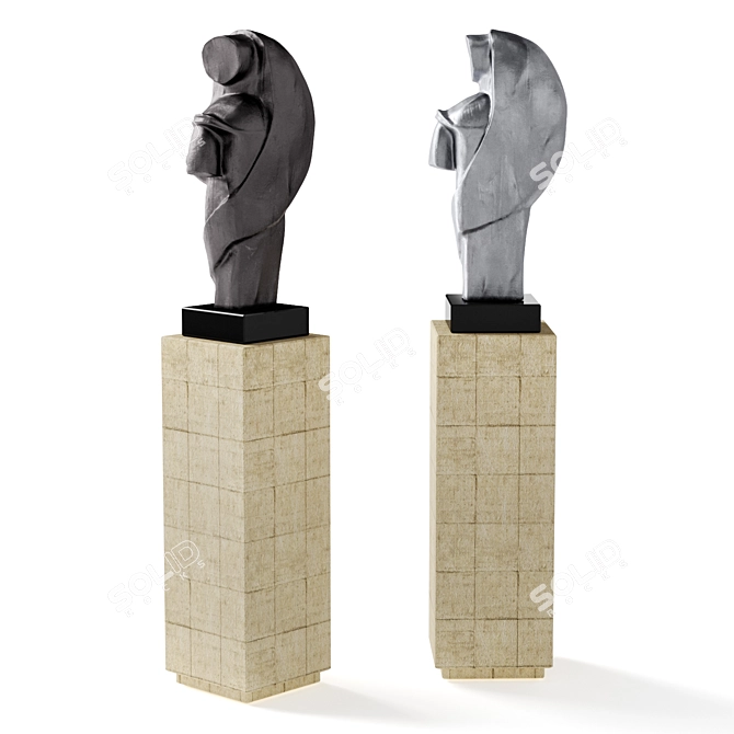 Abstract Cubist Metal Figure Sculpture 3D model image 3