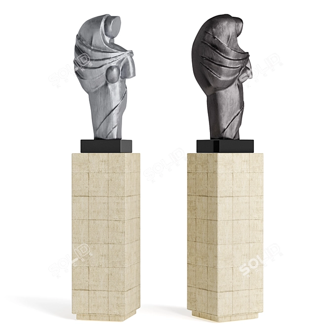 Abstract Cubist Metal Figure Sculpture 3D model image 4