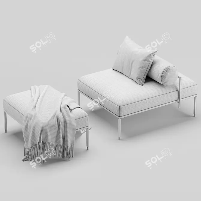 Elegant OLY Bench&Pouf Set 3D model image 5