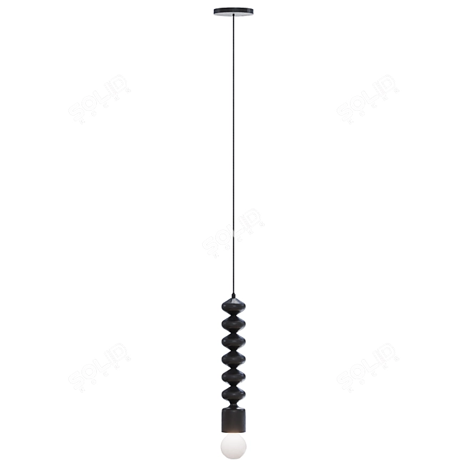 Beaded Black Pendant Lamp 3D model image 3