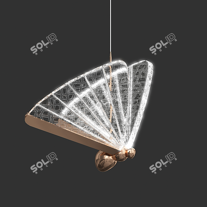 Golden Butterfly LED Pendant Light 3D model image 1