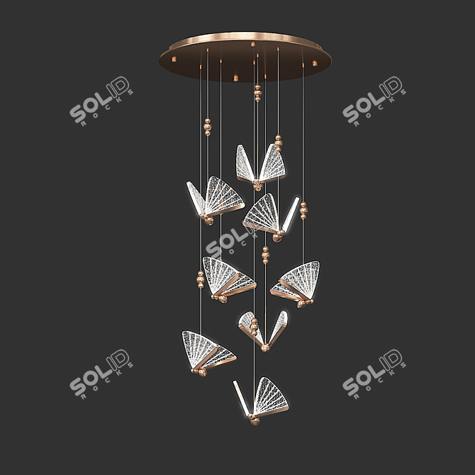 Golden Butterfly LED Pendant Light 3D model image 2