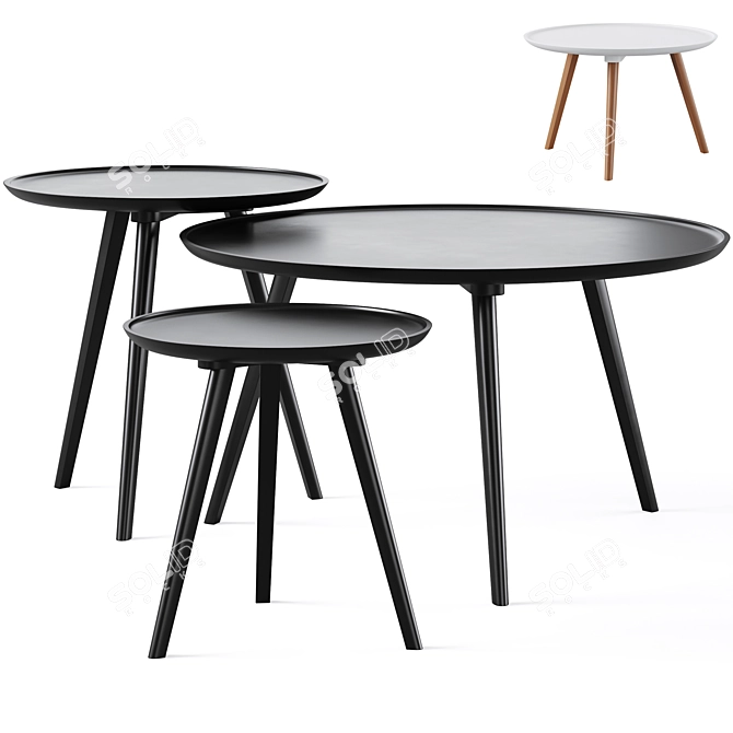 Stylish Daisy Coffee Tables Set 3D model image 1