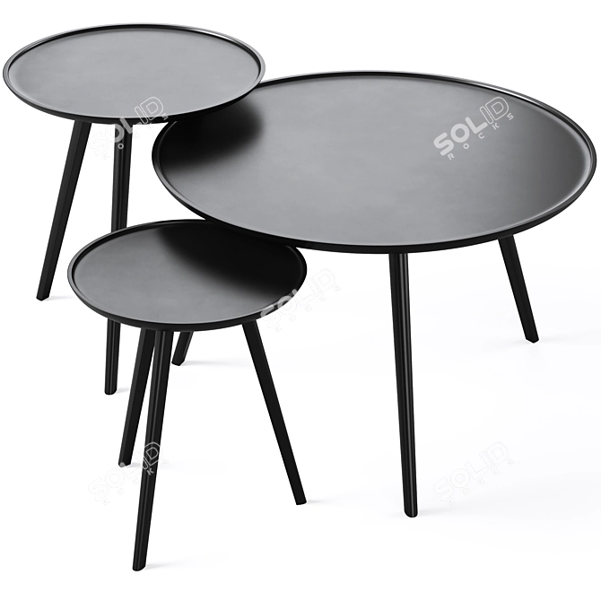 Stylish Daisy Coffee Tables Set 3D model image 4