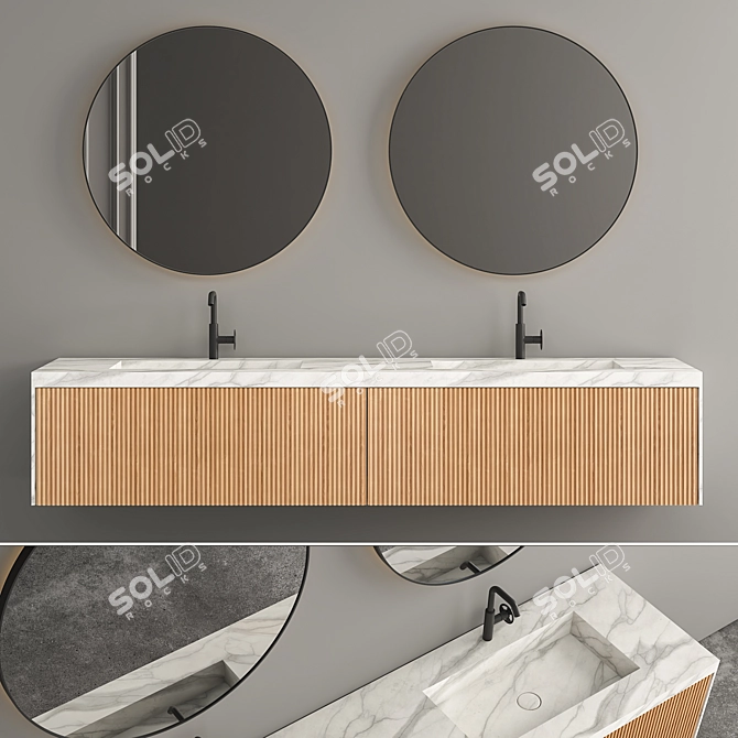 Elegant Basin Stand with Mirror 3D model image 1