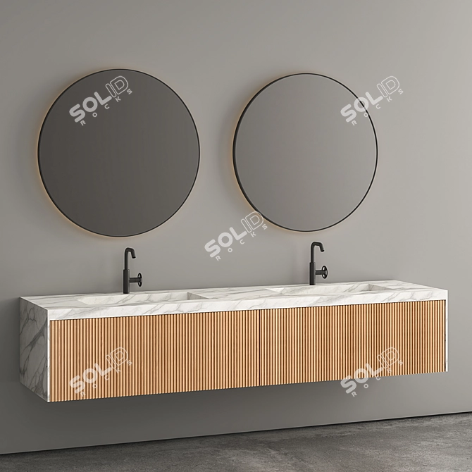 Elegant Basin Stand with Mirror 3D model image 3