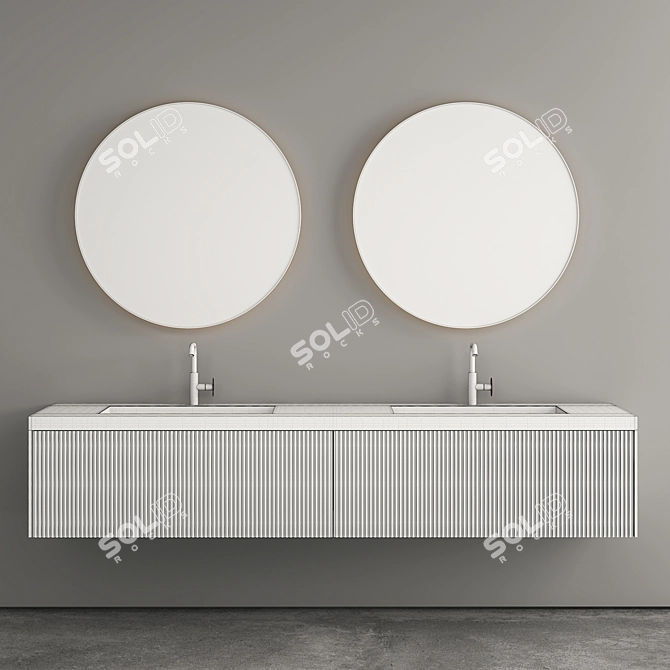 Elegant Basin Stand with Mirror 3D model image 4