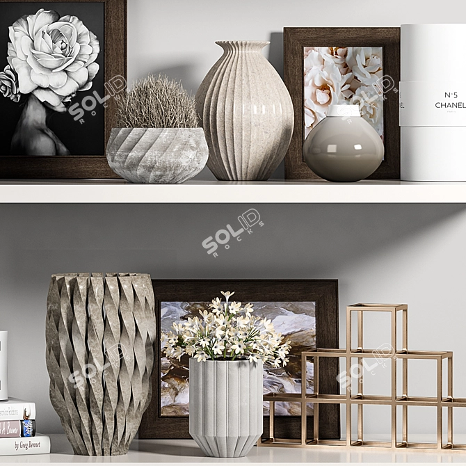 Versatile Decorative Shelf Set 3D model image 2