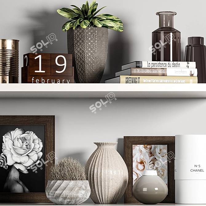 Versatile Decorative Shelf Set 3D model image 3