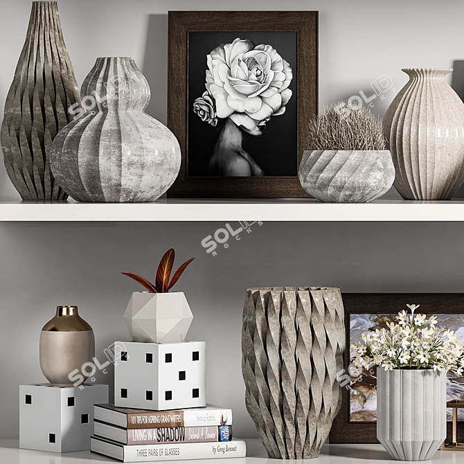 Versatile Decorative Shelf Set 3D model image 4