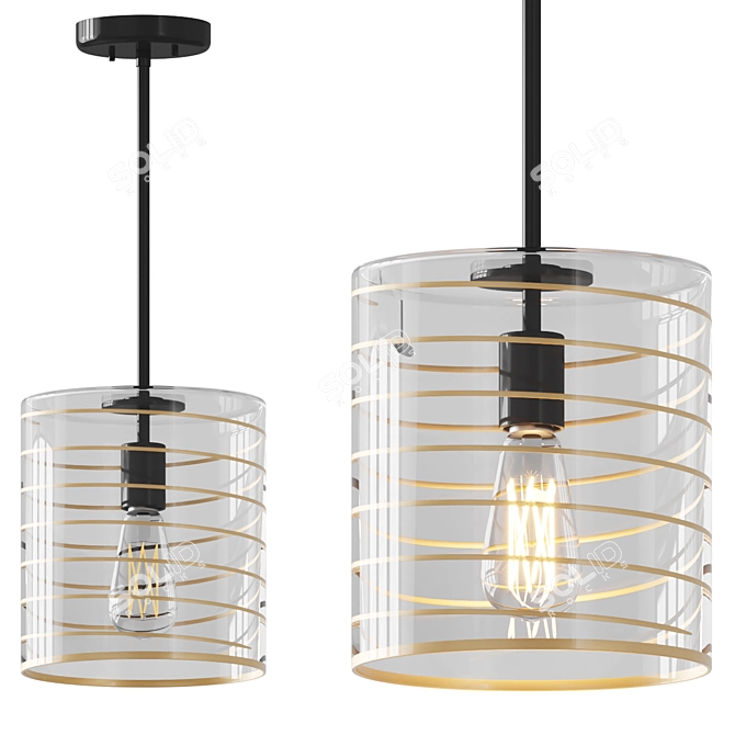 Elegant Swirl Cylinder Pendant Light 3D model image 1