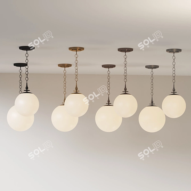 Modern Globe Pendant Light Fixture 3D model image 4