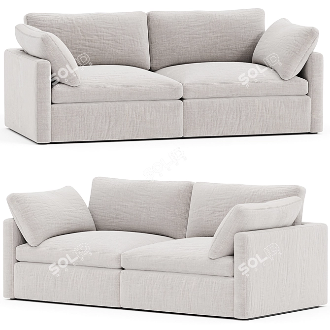 Sleek Hackney 2-Seater Sofa 3D model image 1