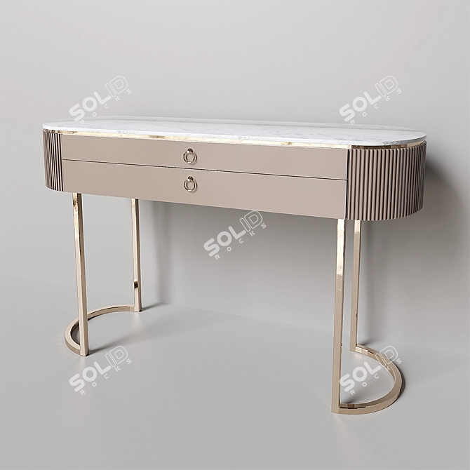 Vanity Set with Mirror & Ottoman 3D model image 3