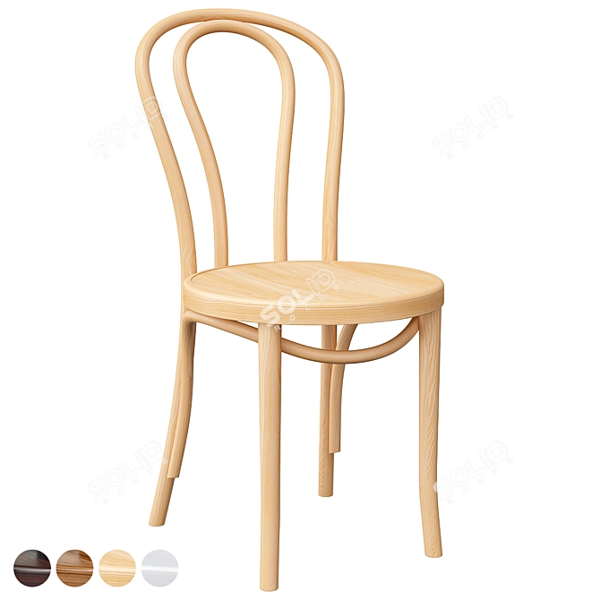 Modern Beech Wood Side Chair 3D model image 1