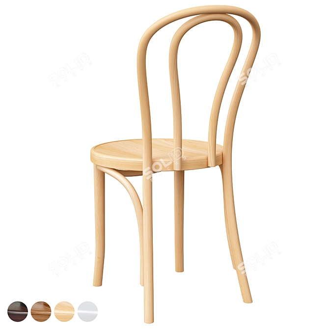 Modern Beech Wood Side Chair 3D model image 5