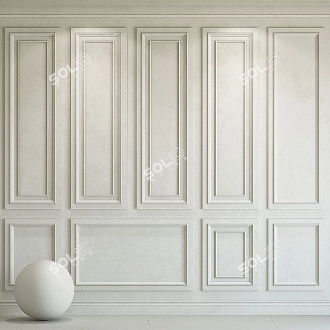 Eider White Decorative Plaster Molding 3D model image 1