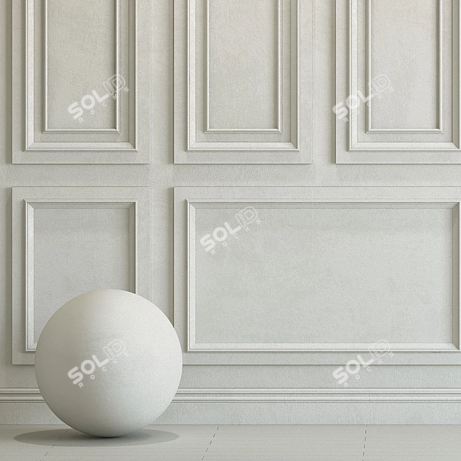 Eider White Decorative Plaster Molding 3D model image 2