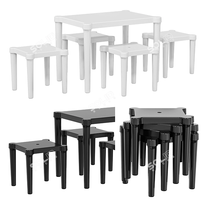 IKEA UTTER Kids Set - 3D Chairs & Table 3D model image 1