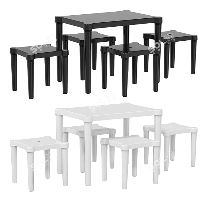 IKEA UTTER Kids Set - 3D Chairs & Table 3D model image 2