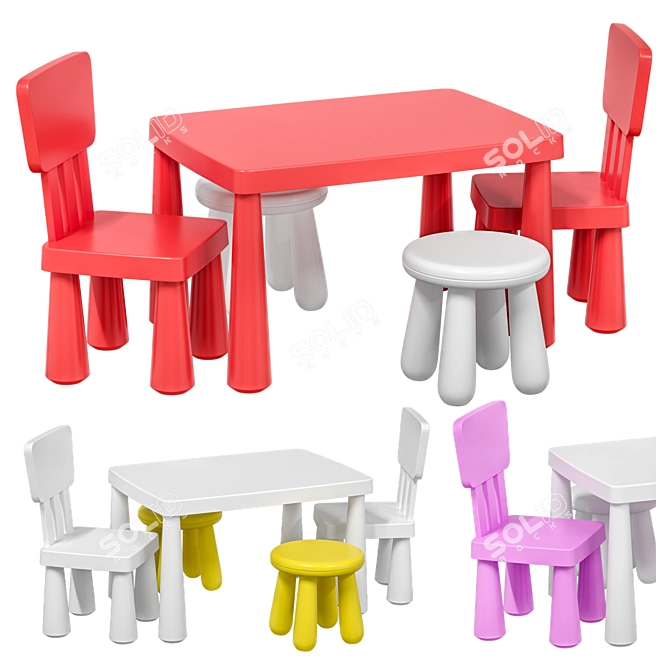 IKEA MAMMUT Children's Table Chair 3D model image 1