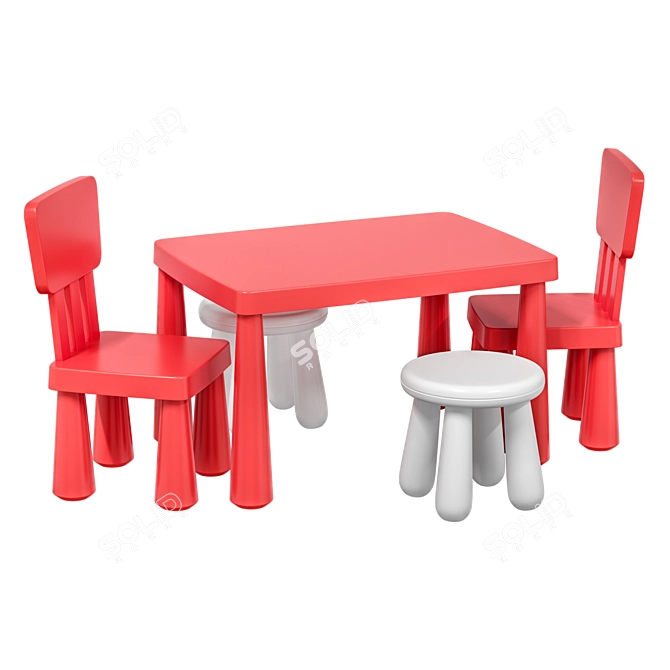 IKEA MAMMUT Children's Table Chair 3D model image 2