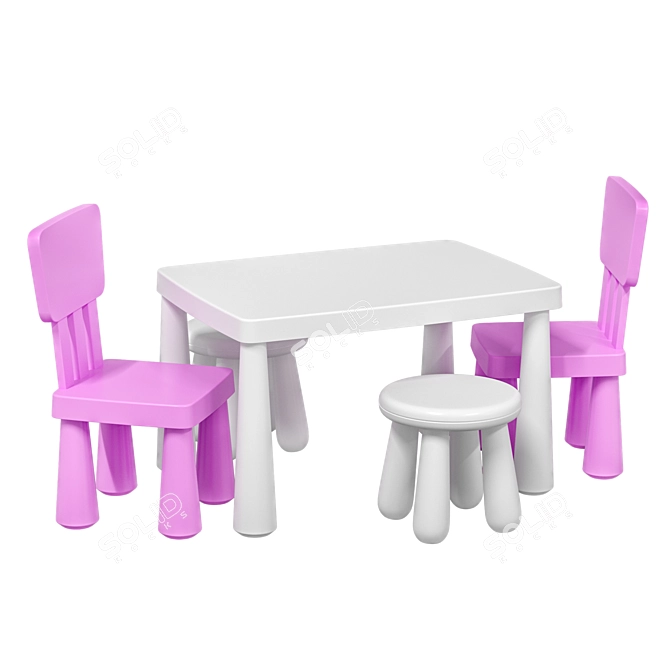 IKEA MAMMUT Children's Table Chair 3D model image 3