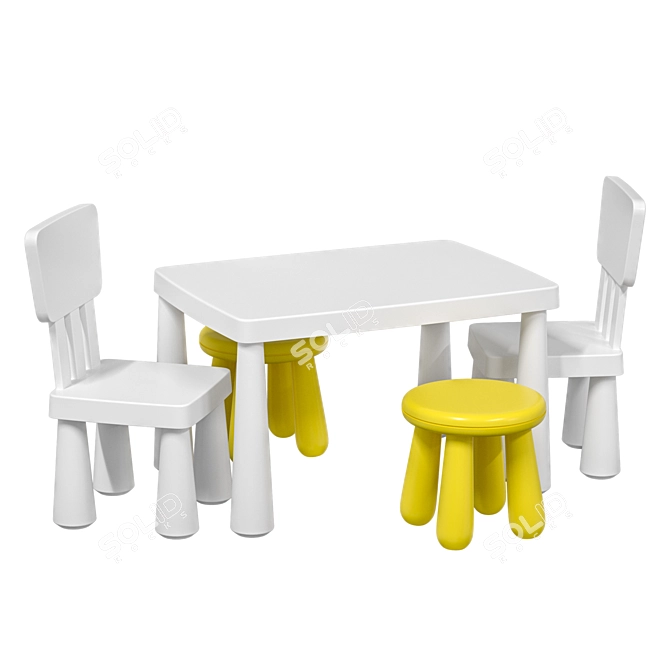 IKEA MAMMUT Children's Table Chair 3D model image 4