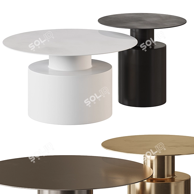 Black Round Metal Coffee Table 3D model image 1