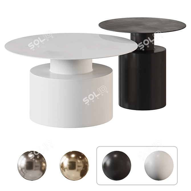 Black Round Metal Coffee Table 3D model image 3