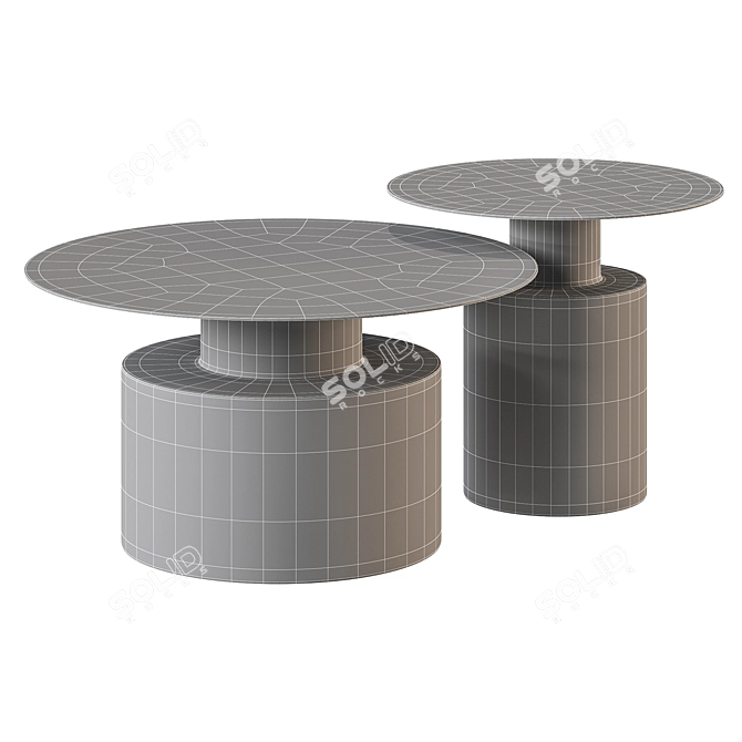 Black Round Metal Coffee Table 3D model image 4