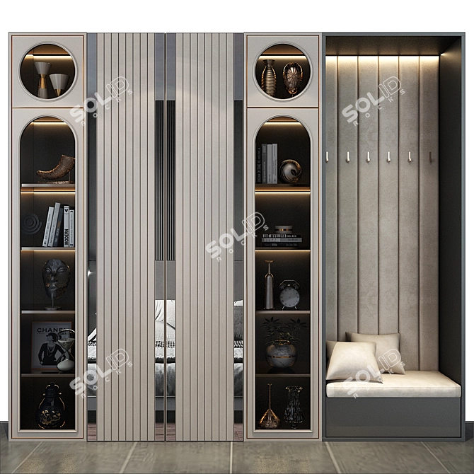 Modern TV Wall Decor Unit 3D model image 1